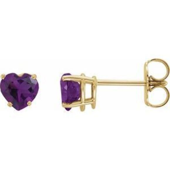 14K Yellow Natural Amethyst Earrings